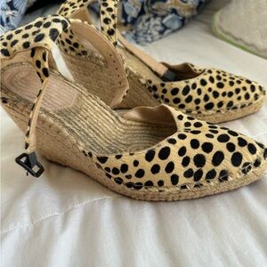 Loeffler Randall leopard animal print pony skin wedge D’orsay espadrille 7.5